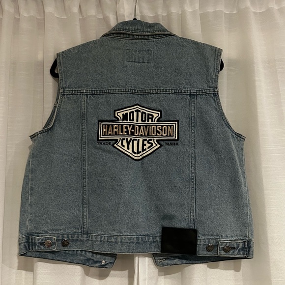 Vintage Harley-Davidson Denim Vest with Embroidered Logo. Women’s large - Picture 3 of 6